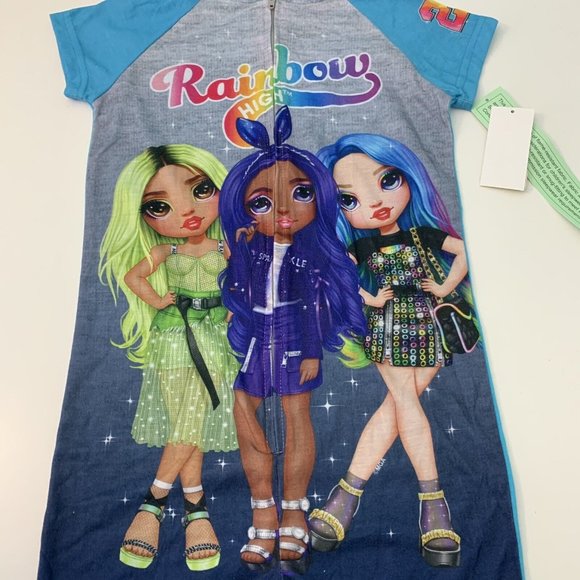 Rainbow High Pajamas Girls Size XS 4/5 Cozy Soft Romper One Piece Hooded NWT - Picture 2 of 8